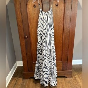 Banana Republic Canna Ramie Navy and White Zebra Print Maxi Dress